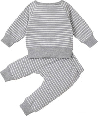 PATPAT Baby Toddler Clothes Striped Pullover Top Shirt Long Pants Set Cotton Infant Fall Spring Outfits 3 Months-3 Years