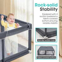 Baby Playpen – 180x200cm Spacious Play Yard for Babies & Toddlers,Grey