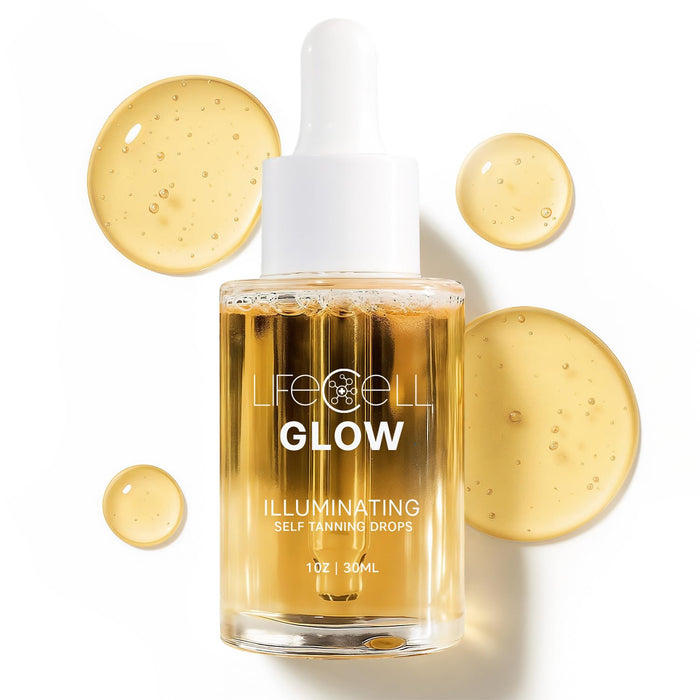 LifeCell Glow Self-Tanning Drops for Face & Body, DHA & Squalane Formula,Safe for All Skin Types, 1 Fl Oz