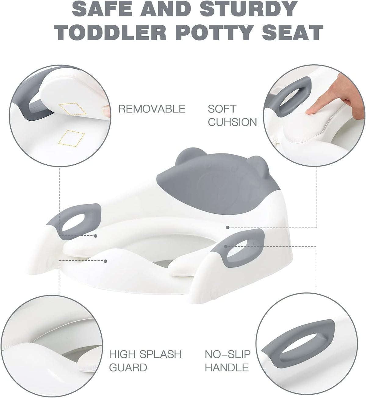 Potty Training Seat with Step Stool Ladder, SKYROKU Potty Training Toilet for Kids Boys Girls Toddlers - Grey