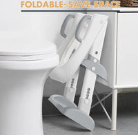 Potty Training Seat with Step Stool Ladder, Toilet for Boys Girls Toddlers-Comfortable Kids Potty Seat with Anti-Slip Safe Pads Ladder (Grey)