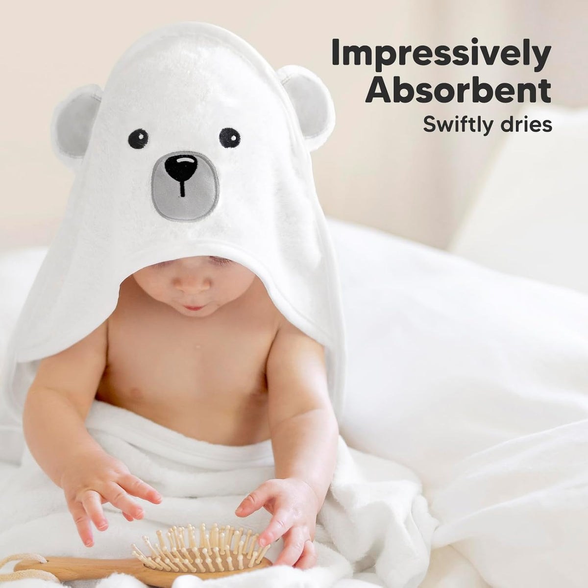 KeaBabies Baby Hooded Towel - Bamboo Baby Towel Organic Bamboo Towel - Infant Towels - Large Bamboo Hooded Towel - Baby Bath Towel with Hood for Girls, Babies, Newborn Boys, Toddler (Polar)