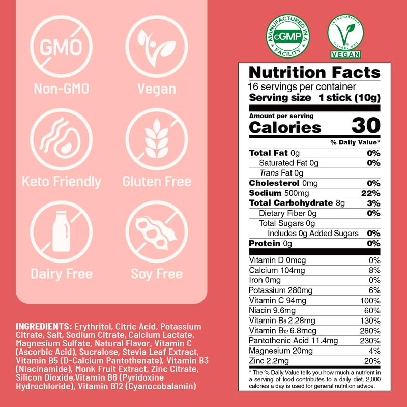 Venture Pal Sugar Free Electrolyte Powder Packets - Liquid Daily IV Drink Mix for Rapid Hydration & Party Recovery | 5 Vitamins & 7 Electrolytes| Keto Friendly | Non-GMO | Certified Vegan | 16 Sticks