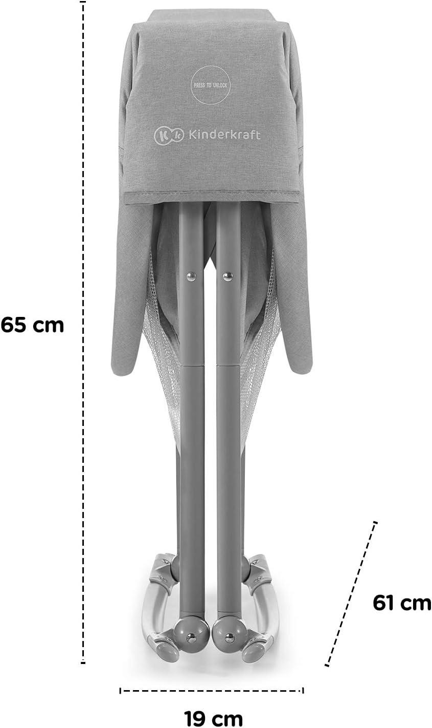 Kinderkraft Baby Crib 3 in 1 LOVI, Cradle, Travel Cot, Rocker, Easy Folding and Unfolding,Gray