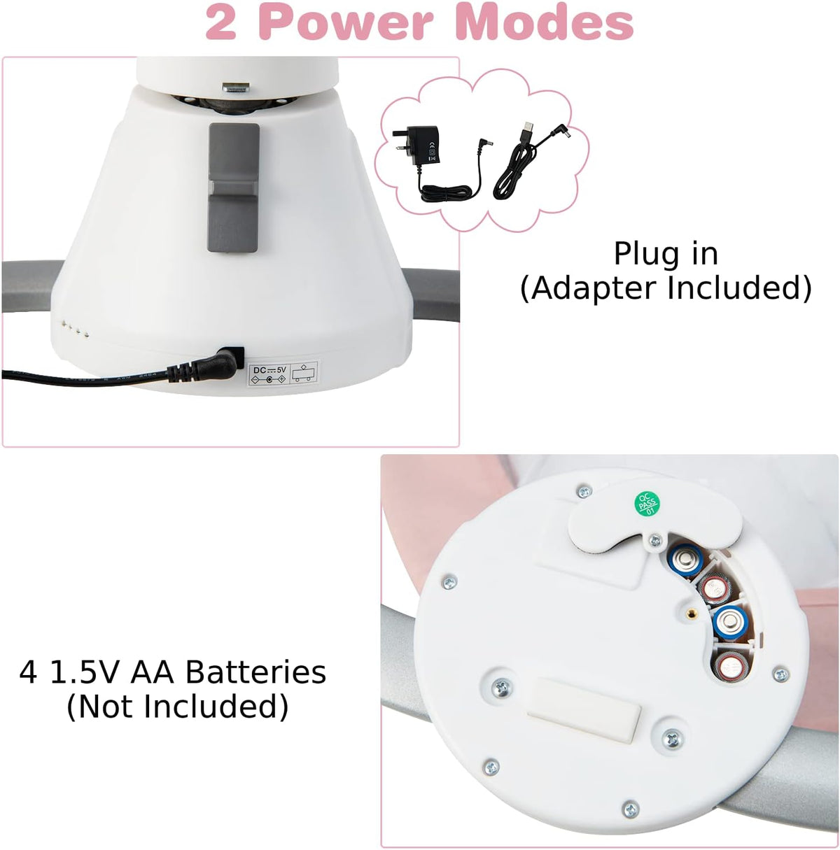 GYMAX Electric Baby Rocker, Toddler Automatic Bouncer 5 Swinging Amplitudes, Remote Control and Timing Function, Portable Newborn Rocking Chair (Pink)