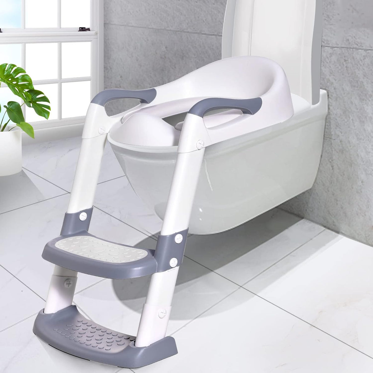 Potty Training Seat with Step Stool Ladder (Grey)
