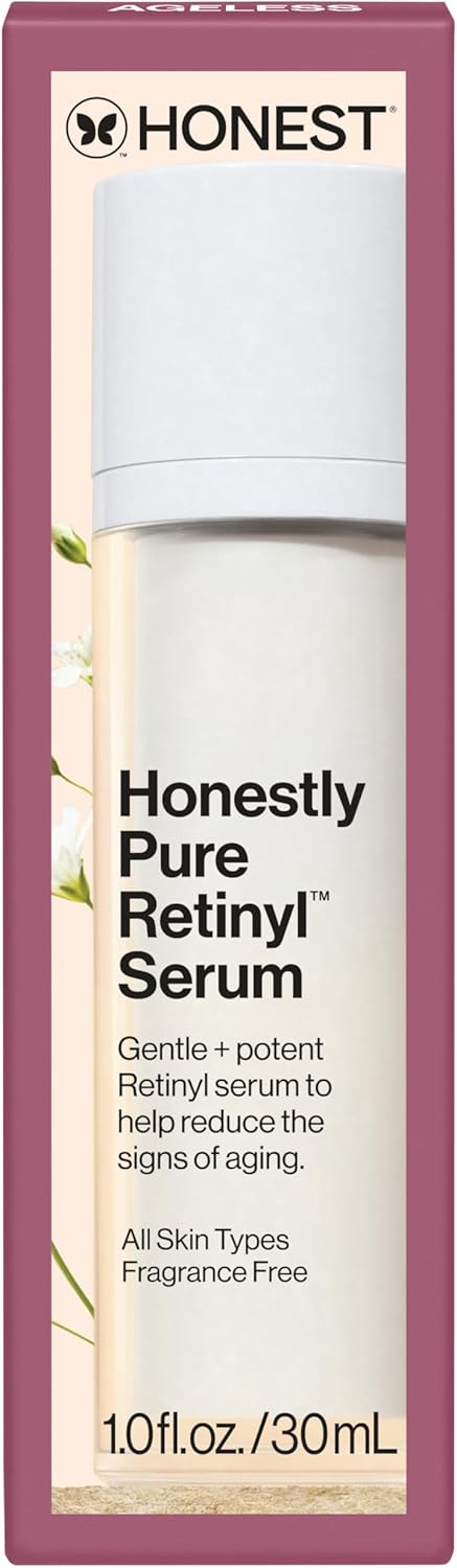 Honest Beauty Honestly Pure Nightly Retinyl Serum | Moisturizes, Exfoliates, Reduces Fine Lines + Wrinkles | Retinyl Linoleate + Hyaluronic Acid | Vegan + Cruelty Free | 1 fl oz