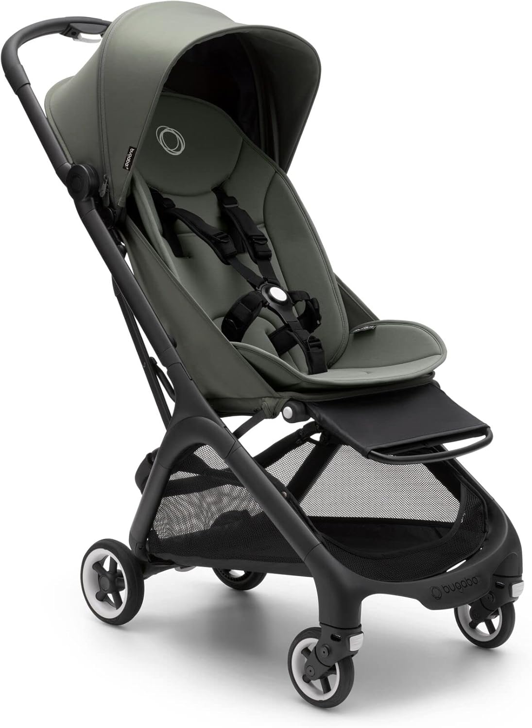 Bugaboo Butterfly Ultra Compact Travel Stroller, Small & Lightweight, Easy 1-Second Fold, Ergonomic and Extra Spacious City Pushchair from Baby to Toddler, Comfortable Steering, Forest Green