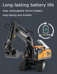 Excavator Toy, Remote Control Excavator Toy, Digmaster Rc Machinery, 2.4Ghz Rc Excavator Toy with Light and Sound, Excavator Toy Set for Adults and Kids, 90 Minutes Long Battery Life (A+B)
