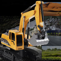 Remote Control Excavator Toy,DRSM RC Excavators - Metal Shovel Digger Vehicles with Lights Sounds and 360° Rotation Digging Sand, Christmas & Birthday Aged 3 4 5 6 7 8 9 10+ Year Old