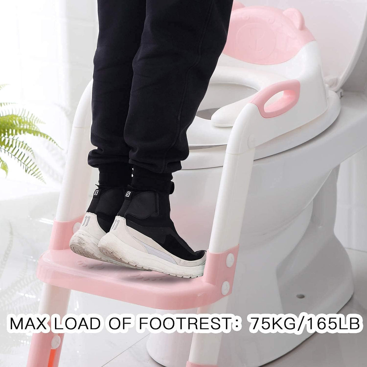 Fedicelly Potty Training Seat Ladder Toddler,Potty Seat Toilet Boys Girls,(Pink)