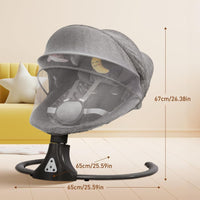 Electric Baby Swing Chair with Bluetooth Remote Control | Cordless 5-Speed Levels 12 Lullabies & 3 Timers | 3 Adjustable Angles - Rocking Chair for Newborn | Gray