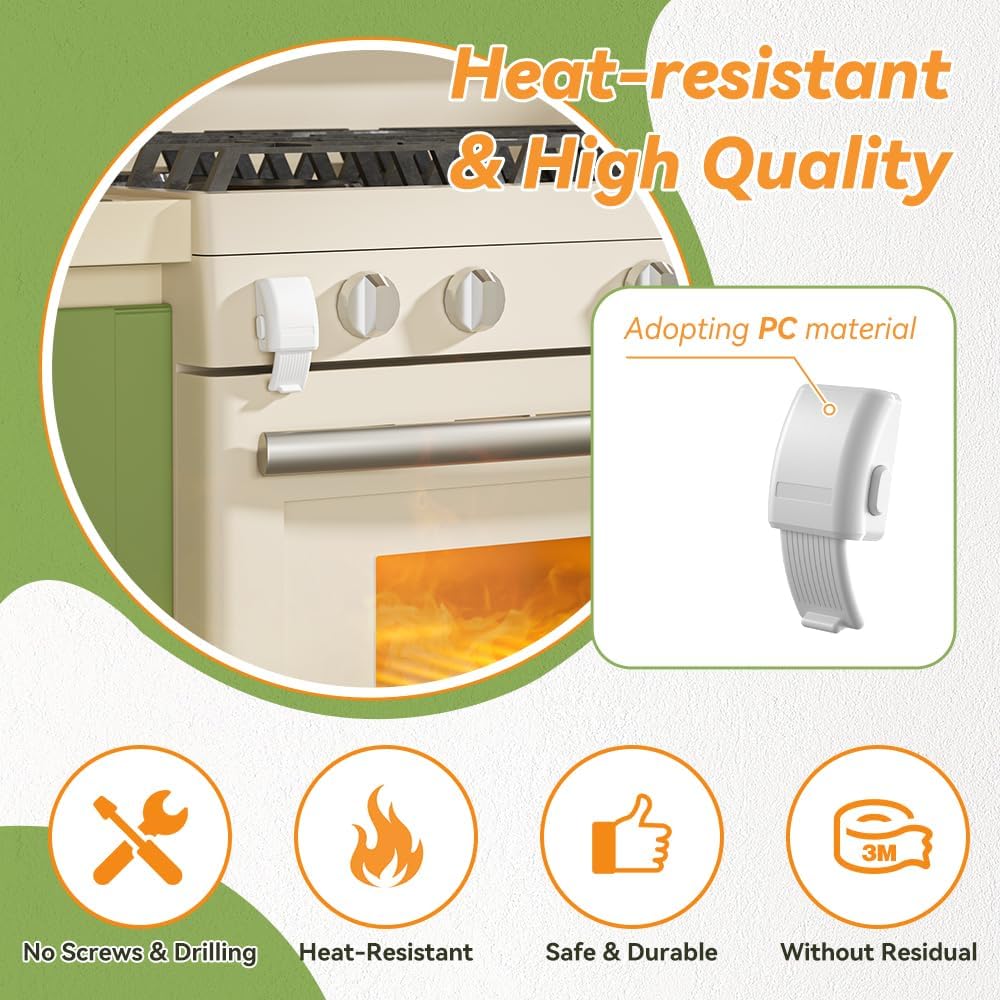 SAFELON 1 PC Update Baby Safety Oven Lock, Kitchen Safety Oven Door Lock, Childproofing Lock for Babies & Toddlers, Heat-Resistant, No Drilling (White)