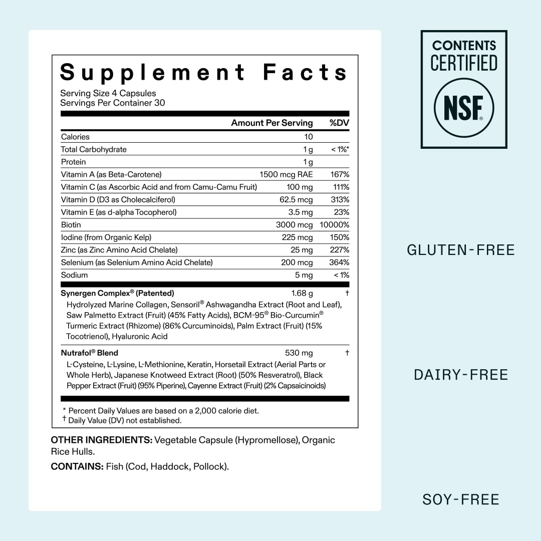 Nutrafol Women's Hair Growth Supplements, for Women Ages 18-44, Clinically Proven Hair Supplement for Visibly Thicker and Stronger Hair, Dermatologist Recommended - 1 Month Supply, 1 Refill Pouch