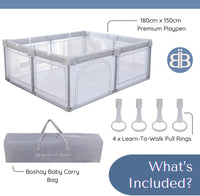 BABY Playpen, 1.8m x 1.5m Large Playpen in Grey, Baby/Kids Activity Play Yard
