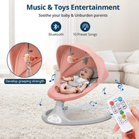 Bioby Baby Swing for Infants with 5 Natural Sway Speeds, Portable Music for 5-20 Lb,0-12 Months Pink