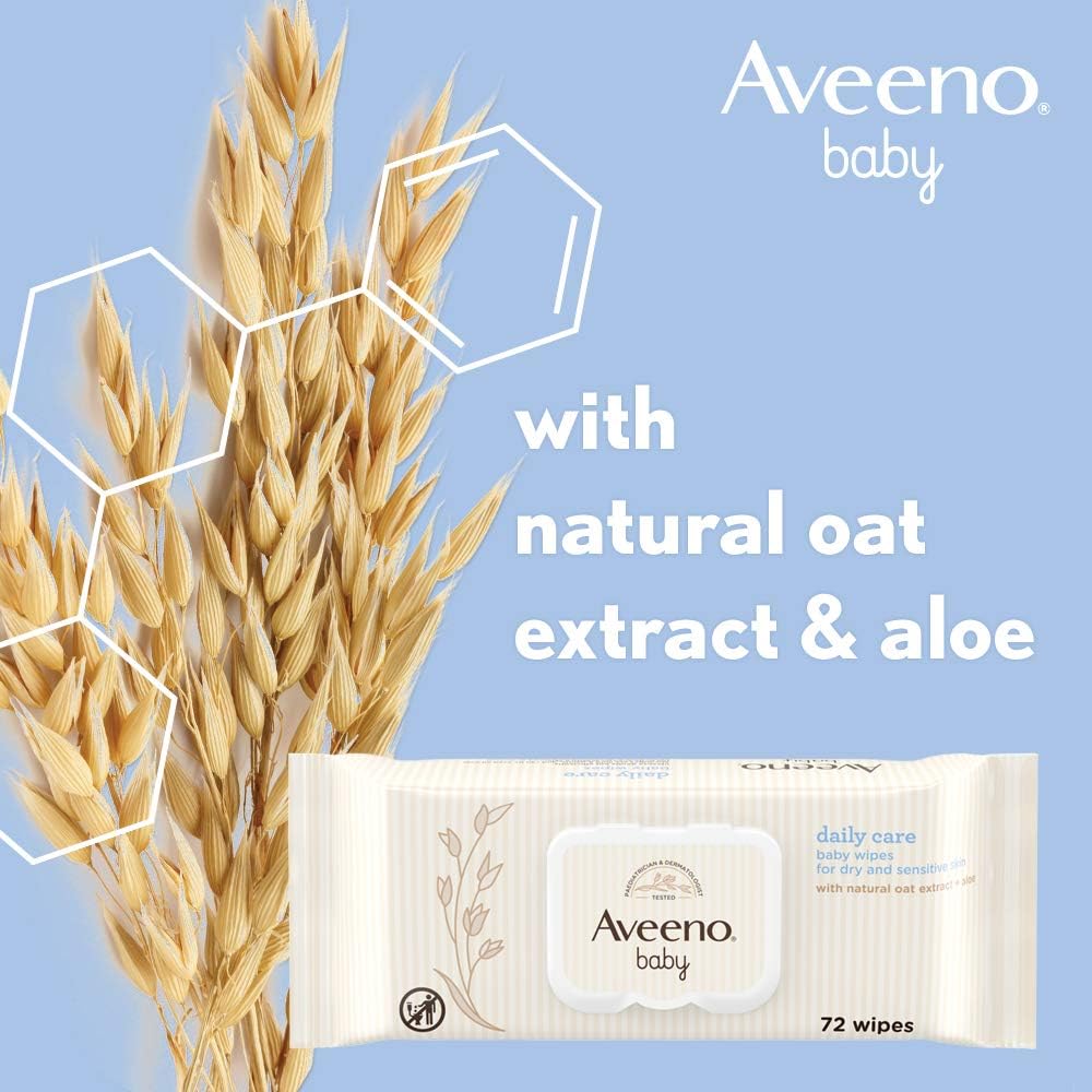 Aveeno Baby Wipes (Daily Care) - Pack of 12 (864 Wipes In Total) (Pack of 1)
