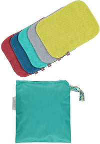 Close Popin Reusable Bamboo Wipes 10 x Washable Baby Wipes 20x15cm Colours Extra Soft Reusable for Baby's Hands Face, Bright
