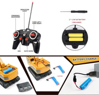 Remote Control Excavator Toy,DRSM RC Excavators - Metal Shovel Digger Vehicles with Lights Sounds and 360° Rotation Digging Sand, Christmas & Birthday Aged 3 4 5 6 7 8 9 10+ Year Old