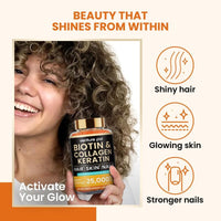 Venture Pal Biotin Gummies with Collagen & Keratin - Hair Growth Support Skin and Nail Strength Vitamins for Women & Men - Biotin 10000mcg | B-Complex | Saw Palmetto - Sugar Free, Non-GMO, 60ct