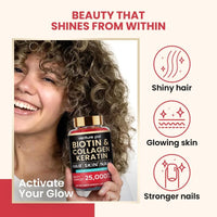 Venture Pal Biotin Gummies with Collagen & Keratin - Hair Growth Support Skin and Nail Strength Vitamins for Women & Men - Biotin 10000mcg | B-Complex | Saw Palmetto - Sugar Free, Non-GMO, 60ct