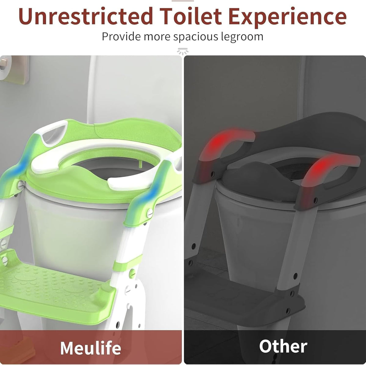 Potty Training Seat with Step Stool Ladder, Foldable Potty Training Toilet with Triangle Body Design Ladder, Slip Steps Soft Pad for Kids(Green)