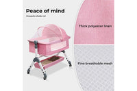 Baby Cot Bed Crib Portable Bassinet Safety Fence Adjustable Bedside Pink