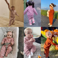 PATPAT Baby Boy Girl Waffle Sweatshirt Pullover Shirt Top Pants Set 2-Piece Fall Spring Outfit Clothes for Infant 3 Months-3 Years