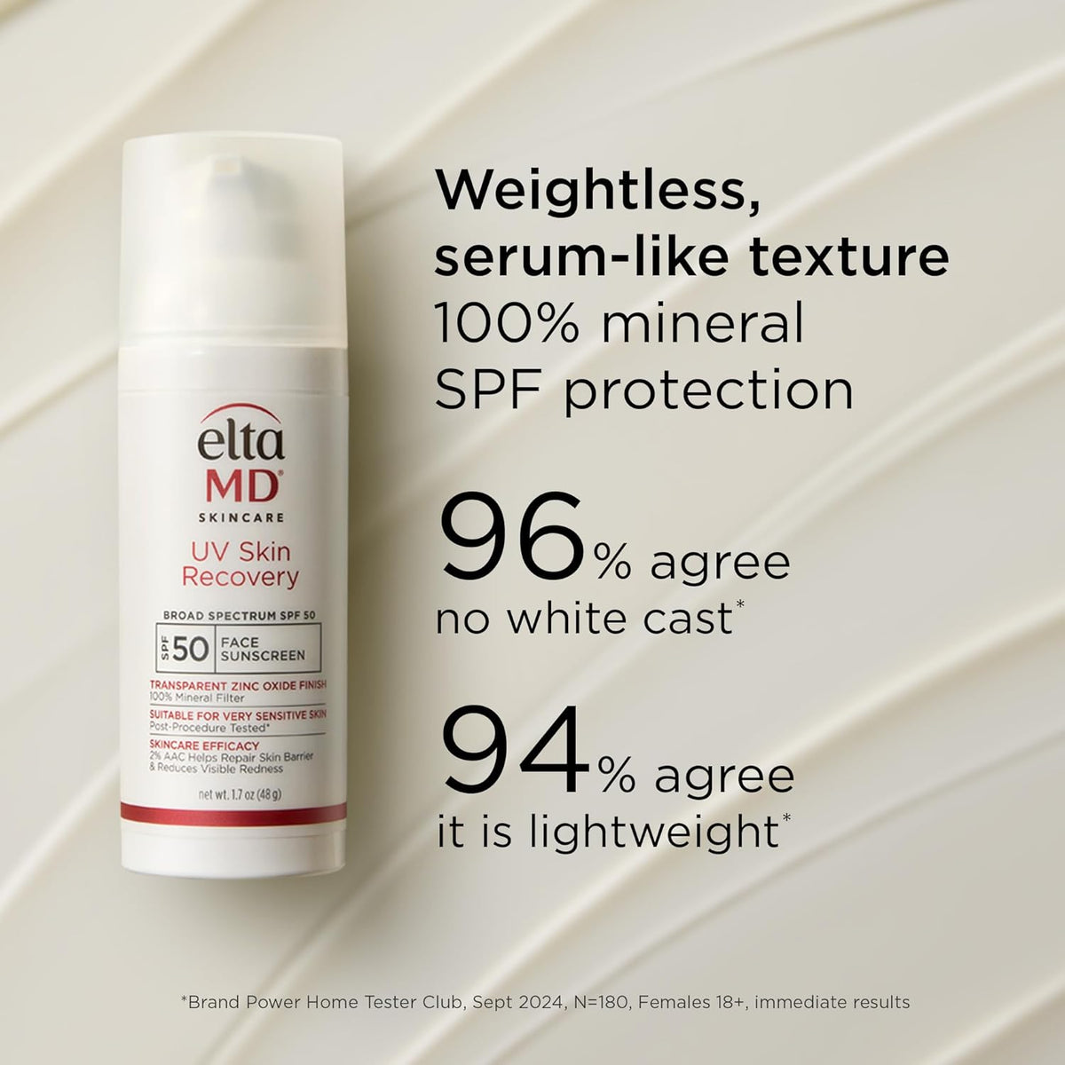 EltaMD UV Skin Recovery Face Sunscreen with Zinc Oxide, All Mineral, Safe for Sensitive Skin SPF 50