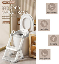 Toilet Potty Training Seat with Step Stool Ladder, Comfortable Safe Potty Seat with Anti-Slip Pads Ladder & Bear-Grey