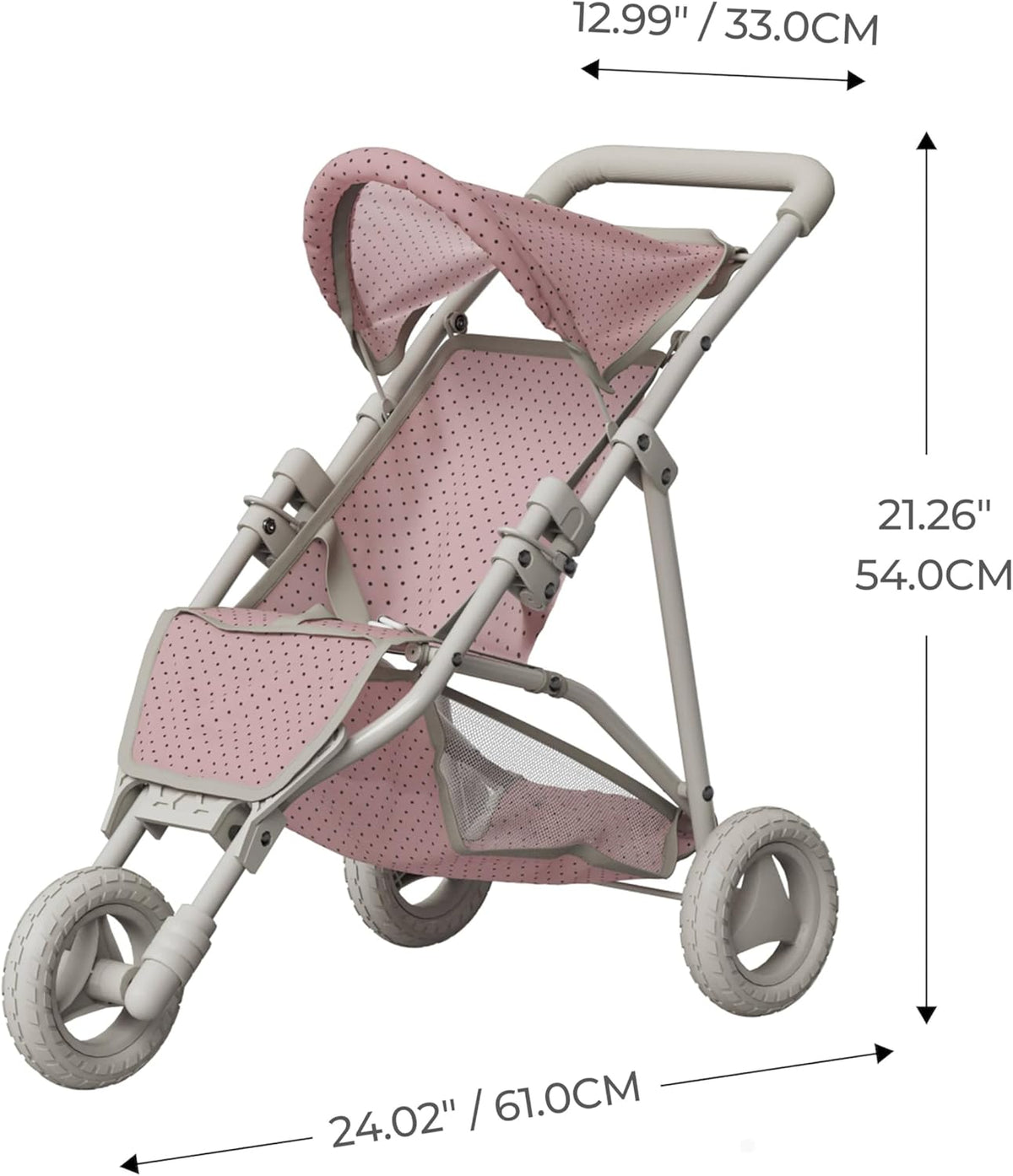 Olivia's Little World Polka Dot Princess Baby Doll Jogging Stroller, Pink/Gray