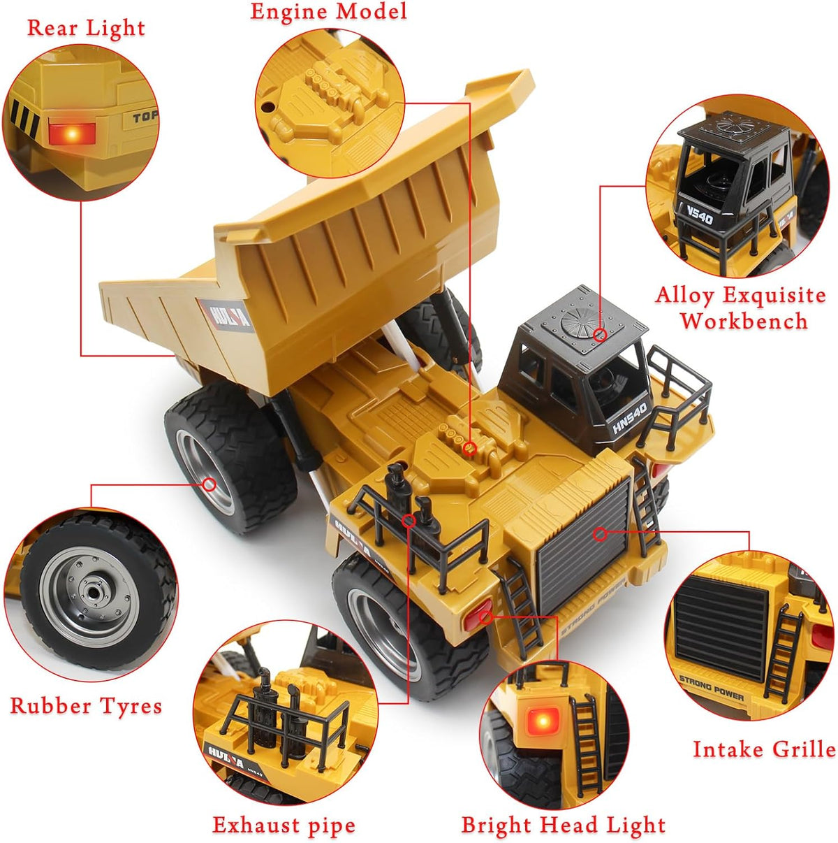 Fisca 6 Ch 2.4G Alloy Remote Control Dump Truck 4 Wheel Driver