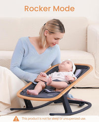 Baby Bouncer, Portable Bouncer Seat for Baby Rocker Chair Infant Bouncy Seat with 3-Point Harness, Infant 2-in-1 Rocker, 0-6 Months