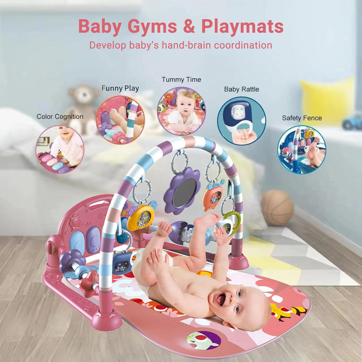 Baby Play Mat Baby Gym,Funny Play Piano Tummy Time Baby Activity Gym Mat