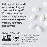 Sports Research Extra Strength Vegan Biotin (Vitamin B) Supplement with Organic Coconut Oil - Supports Keratin for Healthier Hair & Skin - Great for Women & Men - 2,500mcg, 120 Veggie Softgel Capsules
