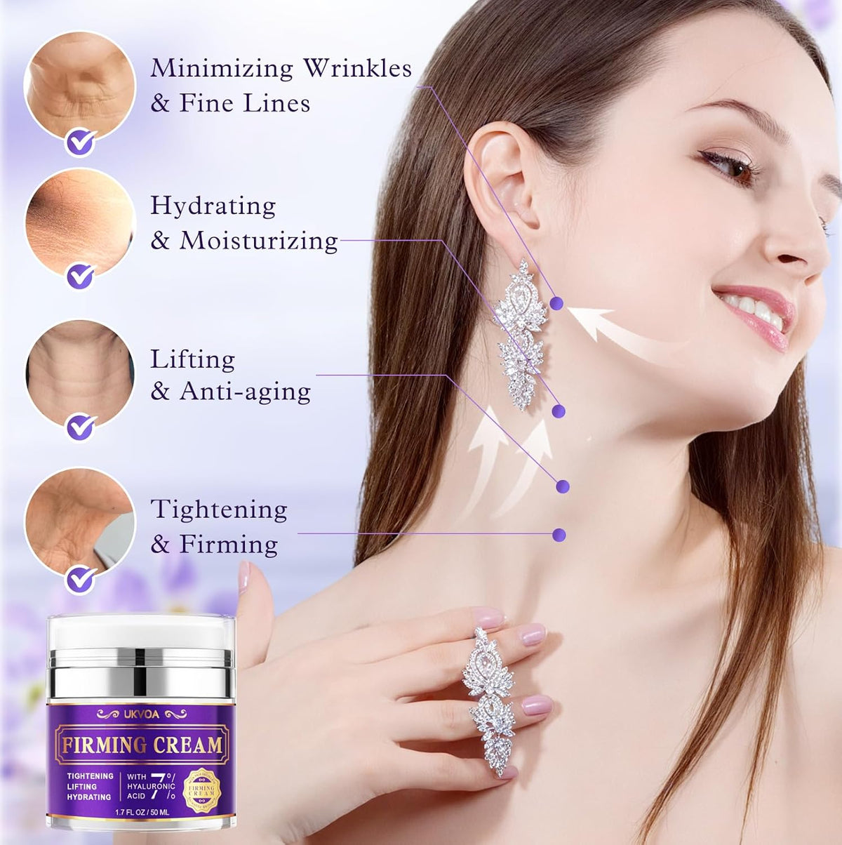 Neck Firming Cream, Anti-Aging Face Moisturizer for Women with Retinol, Collagen & Hyaluronic Acid, Tighten and Lift Neck Cream 1.7 Fl Oz