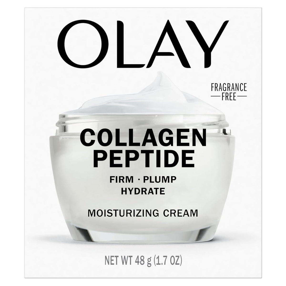 Olay Collagen Peptide Face Moisturizer, Firming Cream for Women, Fragrance-Free, Non-Greasy - Hydrating, Anti-Aging, Anti-Wrinkle, Smooth Fine Lines, Plumping Skin Care - Niacinamide, 1.7 Oz