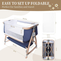 3 in 1 Baby Bassinet, Bassinet Bedside Sleeper for Baby, Bedside Crib with Wheels & Storage Basket & Mosquito