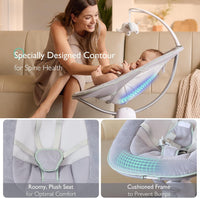 Momcozy CocoSway Baby Swing for Infants to Toddlers, Electric 3D-Motion Swing with 6 Motions & 4 Speeds, Remote Control, 8 Soothing Lullabies, Suitable for Baby Boys and Girls Up to 20 lbs