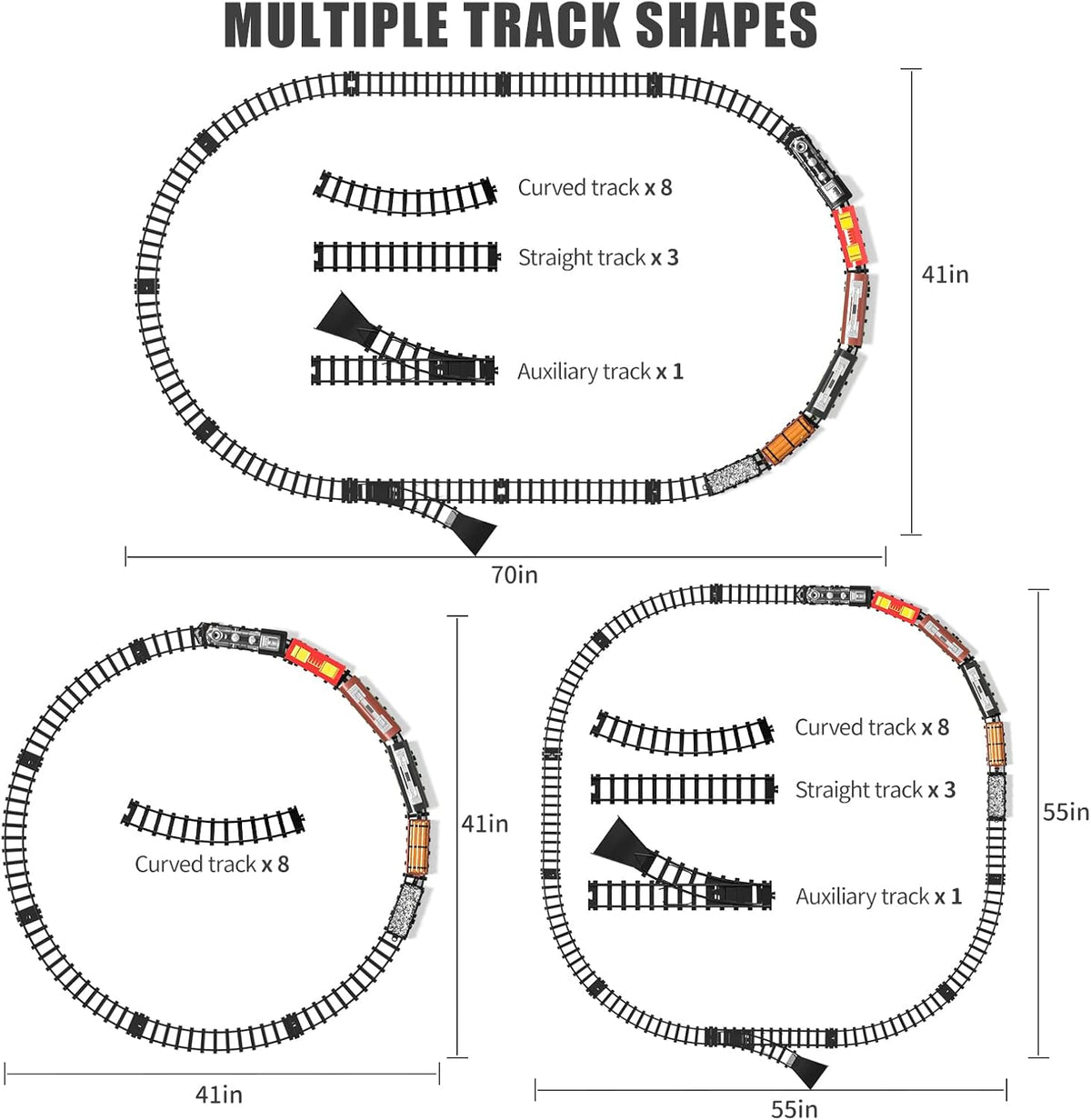 MSKOLER Large Train Set - Kids Electric Train Toy with 3 Way Smoke Locomotive Boys & Girls