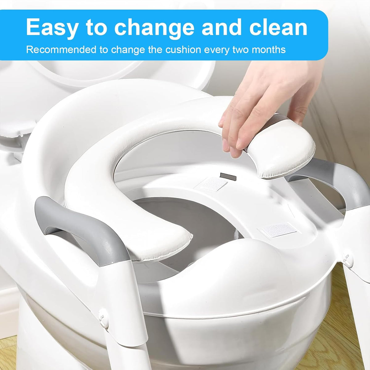 Potty Training Seat with Step Stool - Adjustable Height (Grey)