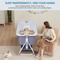 Bassinet Co Sleeper, Bellababy Baby Bedside Sleeper, Bedside Bassinet for Safe Co-Sleeping, Storge Bag, Universal Wheel with Brake, Easy to Assemble, Grey