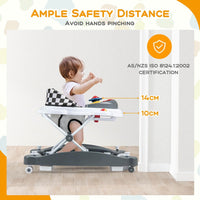 BABY JOY 6 in 1 Baby Walker, Anti-Rollover Toddler Walker & Activity Center w/Adjustable Height, Removable Music Tray & Padded Seat, Foldable Baby Standing Toys w/Wheels for 7-14 Months (Grey)