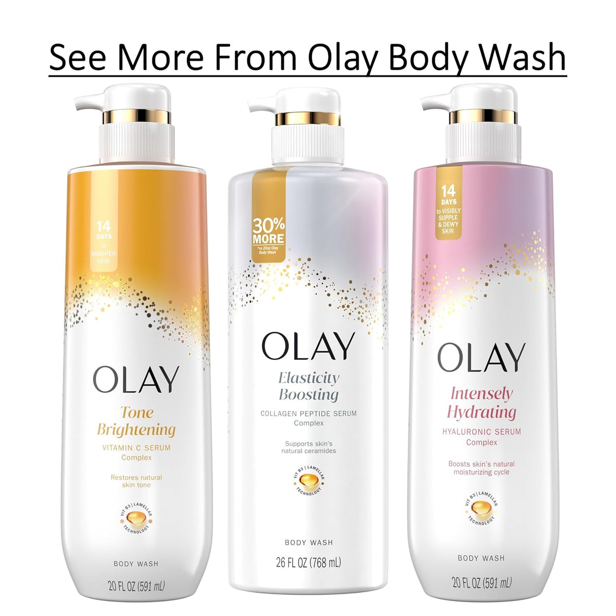 Olay Body Wash Cleansing & Nourishing for Women with Hyaluronic Acid & Vitamin B3 Complex, Long Lasting Hydration, 20 fl oz (Pack of 4)