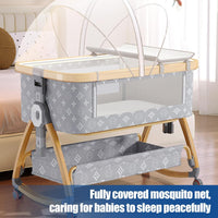 Baby Cradle Bed, Baby Bassinet with Mattress and Mosquito net, Portable 3 in 1 Baby Bed (Doodle)