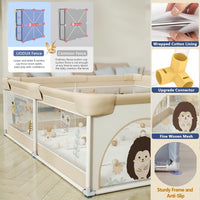 LIODUX Baby Playpen with Mat - 180 x 200cm, Baby Fence Play Area