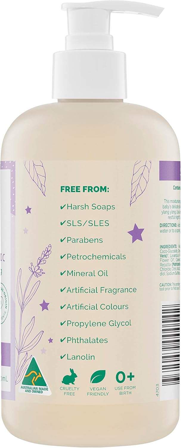 GAIA Natural Baby Sleeptime Wash | Certified Natural | Suitable for Newborns | Sensitive Skin formula | organic Lavender | organic Chamomile | Soap & SLS Free | Perfume Free | Australian Made - 500mL