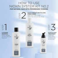 Nioxin System 2 Kit for Natural Hair with Progressed & Advanced Thinning Hair, 3 Piece Kit