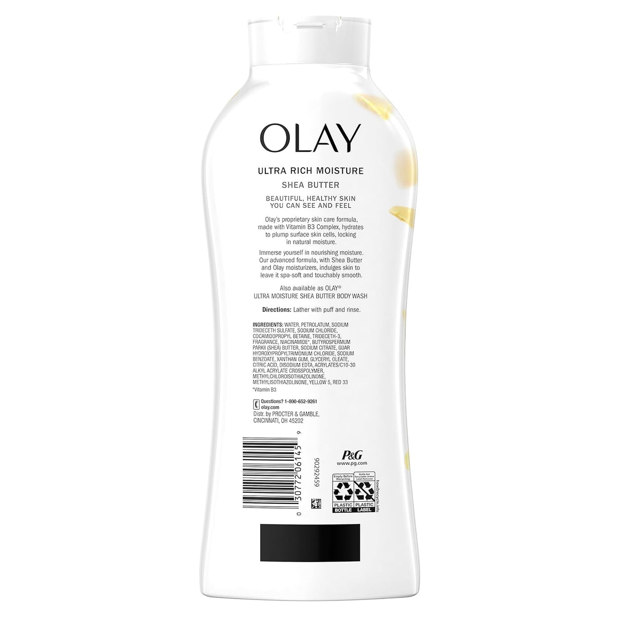 Olay Body Wash Ultra Rich Moisture for Women, Deeply Nourishes, Vitamin B3 Complex, Clinically Proven, Shea Butter Scent, 22 fl oz (Pack of 4)