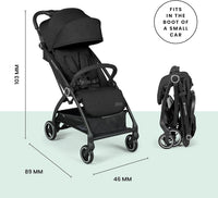 Ickle Bubba Aries Auto-Fold Stroller – Ultra-Lightweight (6.1kg), Compact One-Touch Fold, Multi-Position Recline, Large Seat & Shopping Basket, UPF 50+ Sun Hood, Includes Rain Cover (Black)